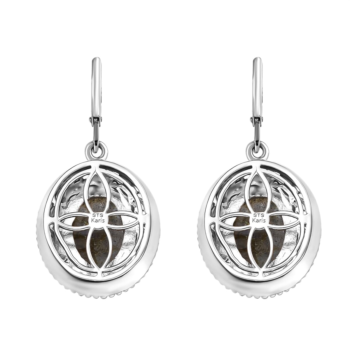 Karis Malagasy Labradorite 40.35 ctw Earrings, Ring (Size 9.0) and Pendant in 18K YG Plated and Platinum Bond with Stainless Steel Necklace 20 Inches image number 2