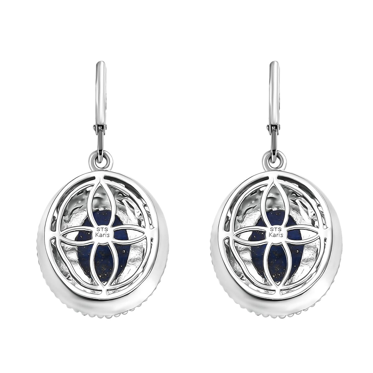 Karis Lapis Lazuli 39.10 ctw Earrings, Ring (Size 8.0) and Pendant in 18K YG Plated and Platinum Bond with Stainless Steel Necklace 20 Inches image number 2