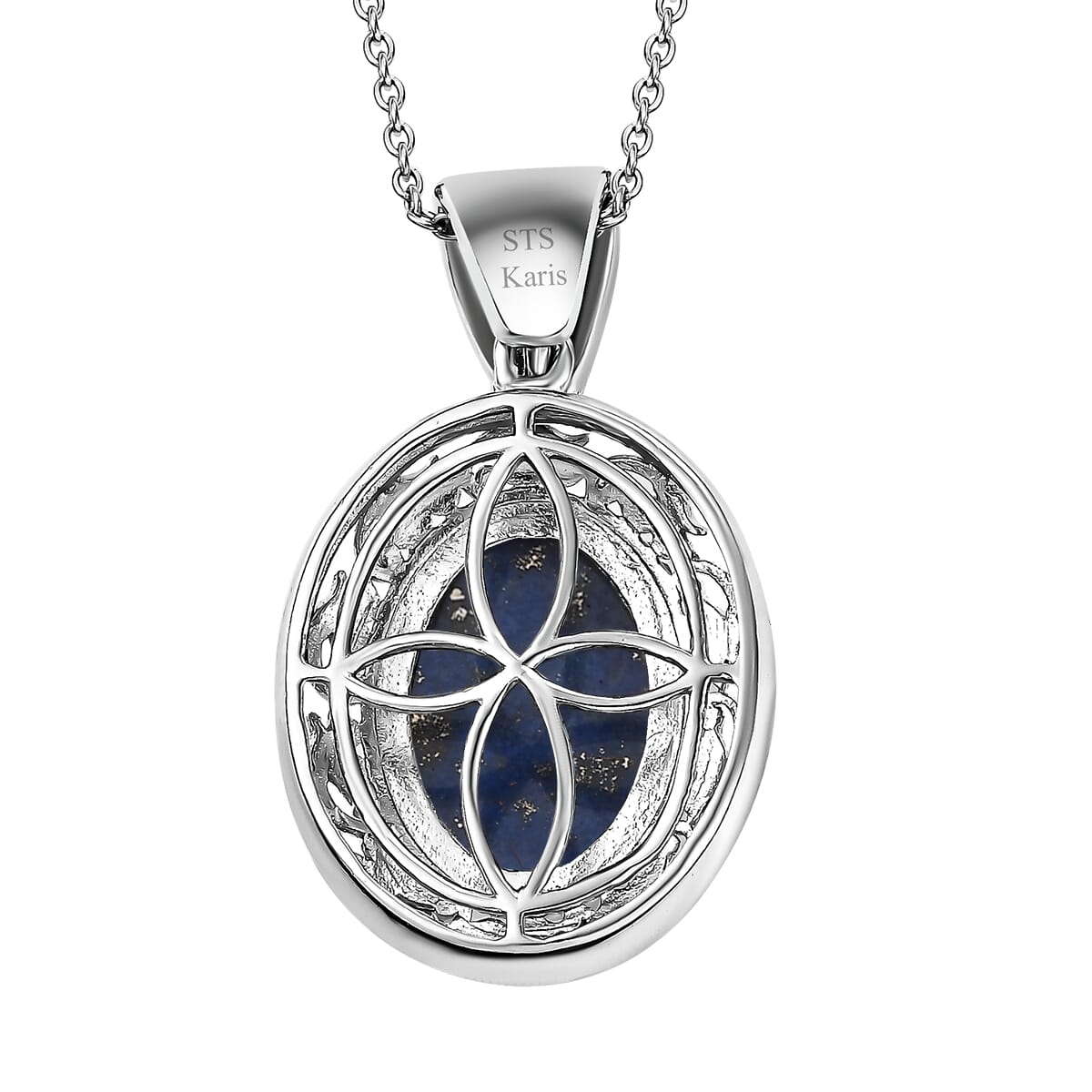 Karis Lapis Lazuli 39.10 ctw Earrings, Ring (Size 8.0) and Pendant in 18K YG Plated and Platinum Bond with Stainless Steel Necklace 20 Inches image number 9