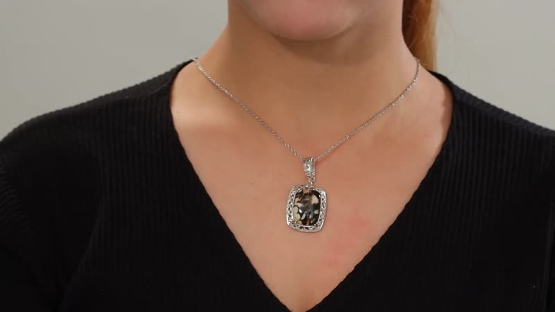 Karis Peanut Wood Jasper 15.30 ctw Solitaire Pendant in Platinum Bond with Stainless Steel Necklace 20 Inches