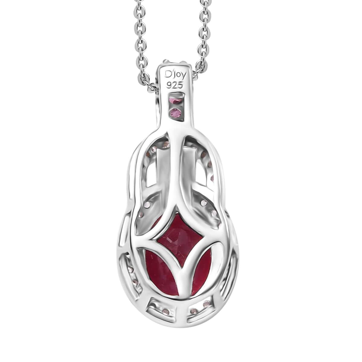 Niassa Ruby (FF) and Multi Gemstone 2.40 ctw Pendant Necklace 20 Inches in Rhodium Over Sterling Silver image number 4