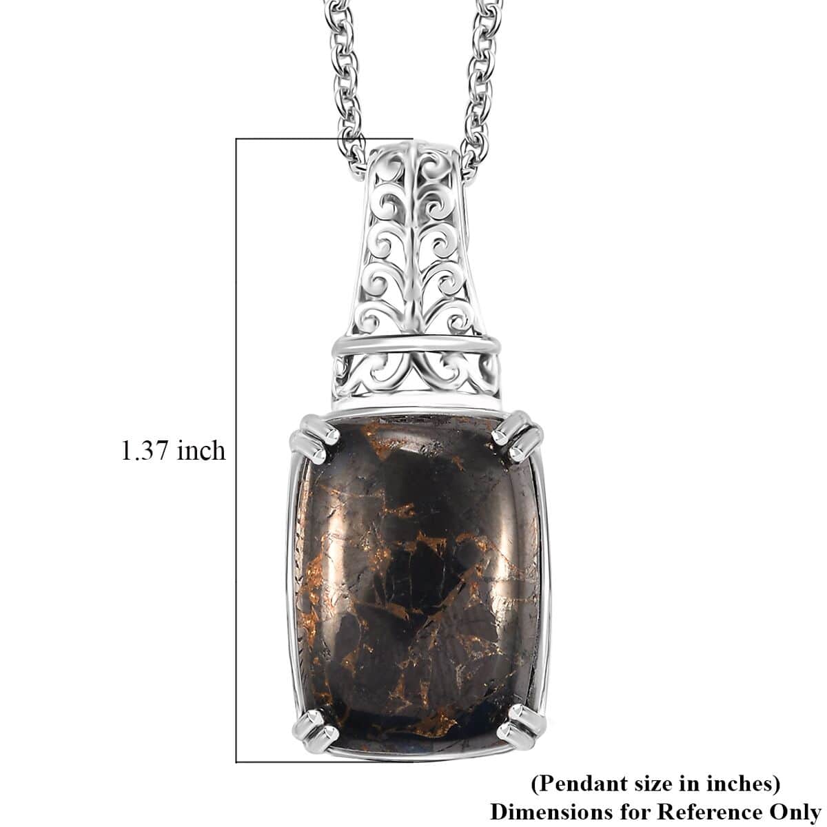 Karis Matrix Silver Shungite 10.15 ctw Pendant in Platinum Bond with Stainless Steel Necklace 20 Inches image number 5