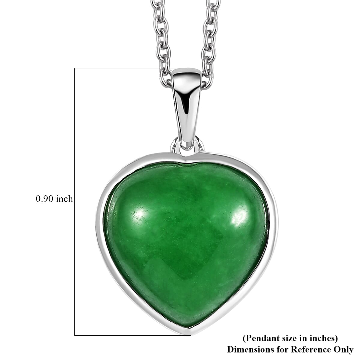 Karis Green Jade (D) 12.00 ctw Heart Pendant in Platinum Bond with Stainless Steel Necklace 20 Inches image number 6