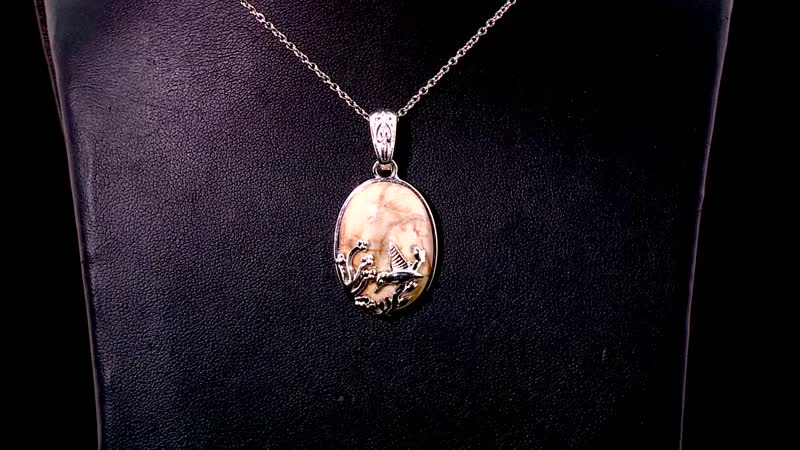 Karis Venus Jasper 27.10 ctw Bird Pendant in Platinum Bond with Stainless Steel Necklace 20 Inches