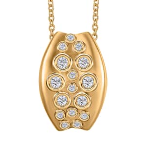 Karis White Zircon 1.10 ctw Pendant in 18K YG Plated with ION Plated YG Stainless Steel Necklace 20 Inches