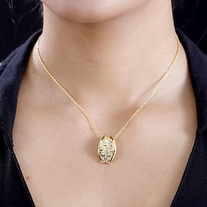 Karis White Zircon 1.10 ctw Pendant in 18K YG Plated with ION Plated YG Stainless Steel Necklace 20 Inches