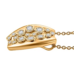 Karis White Zircon 1.10 ctw Pendant in 18K YG Plated with ION Plated YG Stainless Steel Necklace 20 Inches