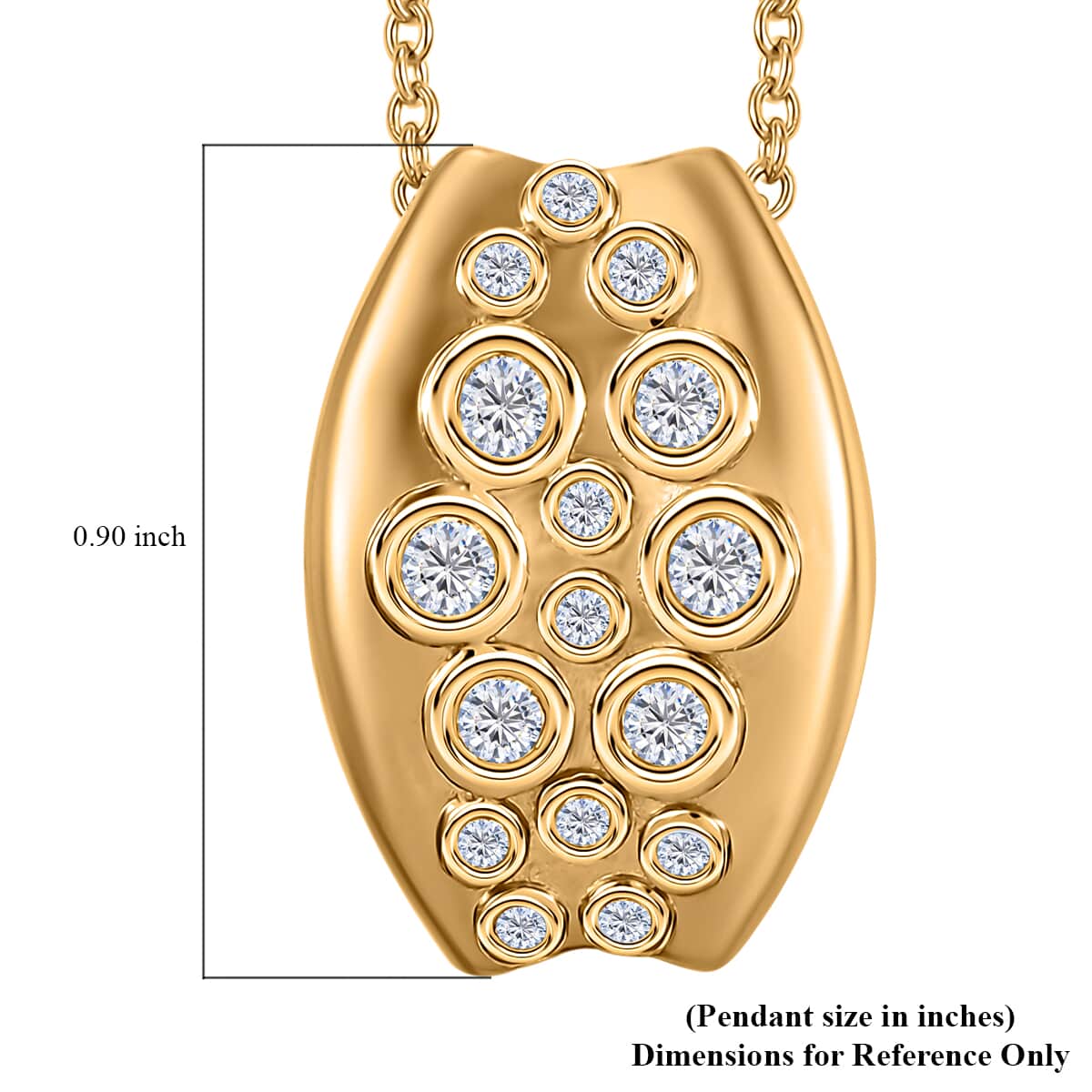 Karis White Zircon 1.10 ctw Pendant in 18K YG Plated with ION Plated YG Stainless Steel Necklace 20 Inches image number 5