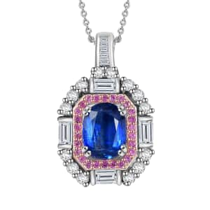 Kashmir Kyanite and Multi Gemstone 5.70 ctw Royal Elegance Pendant Necklace in Rhodium Over Sterling Silver 20 Inches