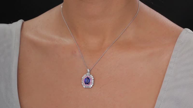 Kashmir Kyanite and Multi Gemstone 5.70 ctw Royal Elegance Pendant Necklace in Rhodium Over Sterling Silver 20 Inches