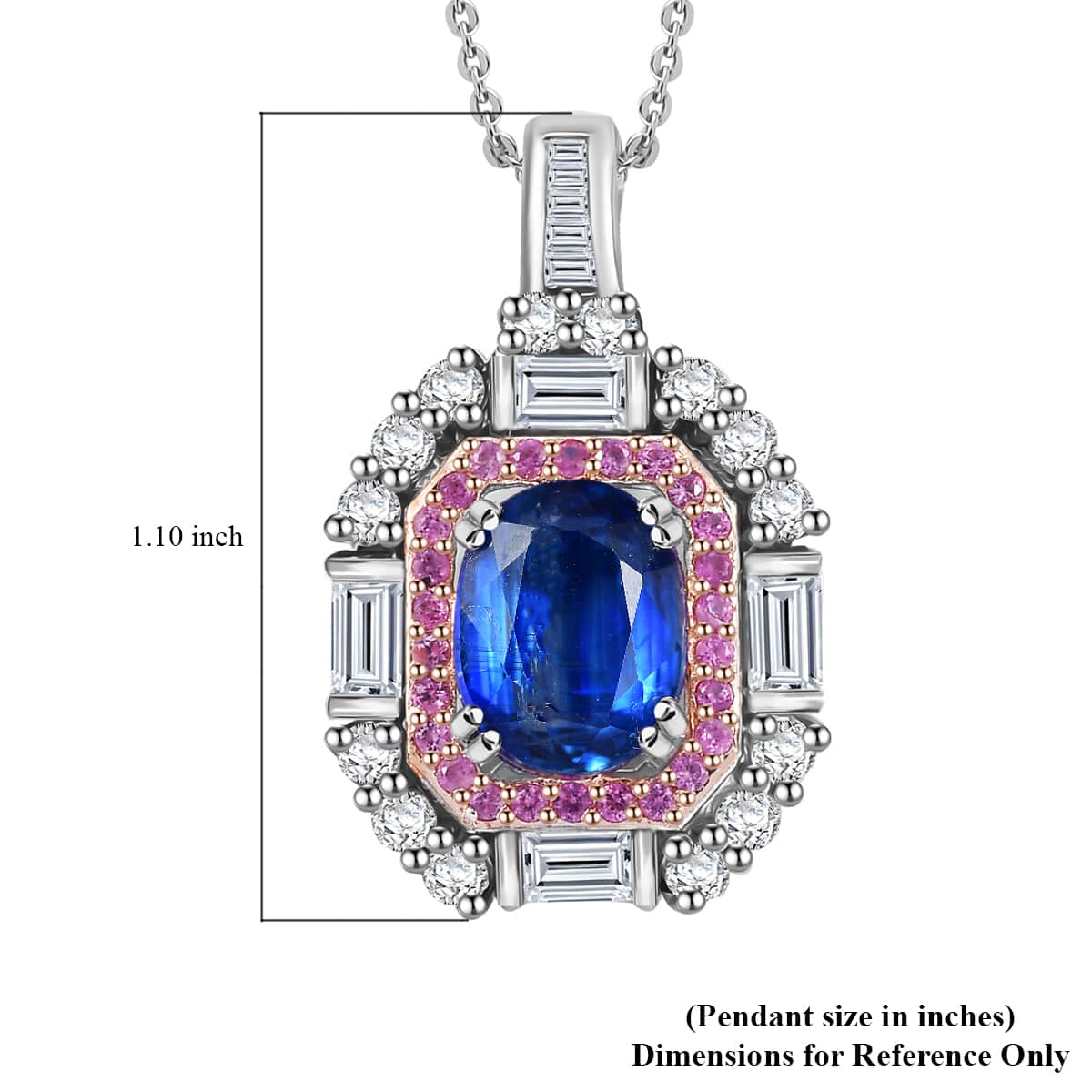 Kashmir Kyanite and Multi Gemstone 5.70 ctw Royal Elegance Pendant Necklace in Rhodium Over Sterling Silver 20 Inches image number 5