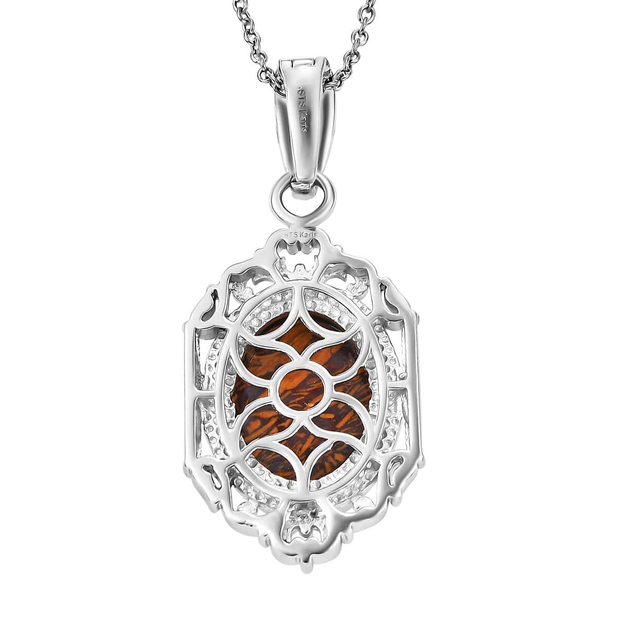 Karis Script Stone 11.00 ctw Solitaire Pendant in Platinum Bond with Stainless Steel Necklace 20 Inches image number 4