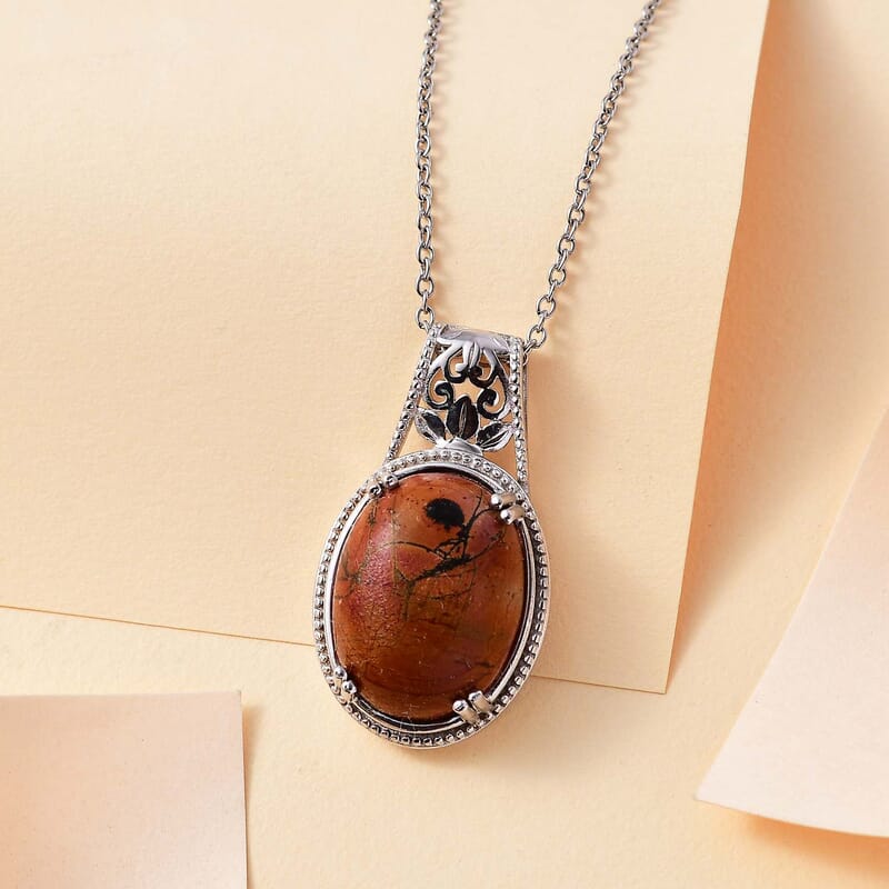 Cherrycreek 13.90 ctw Solitaire Pendant in Platinum Over Copper with Stainless Steel Necklace 20 Inches