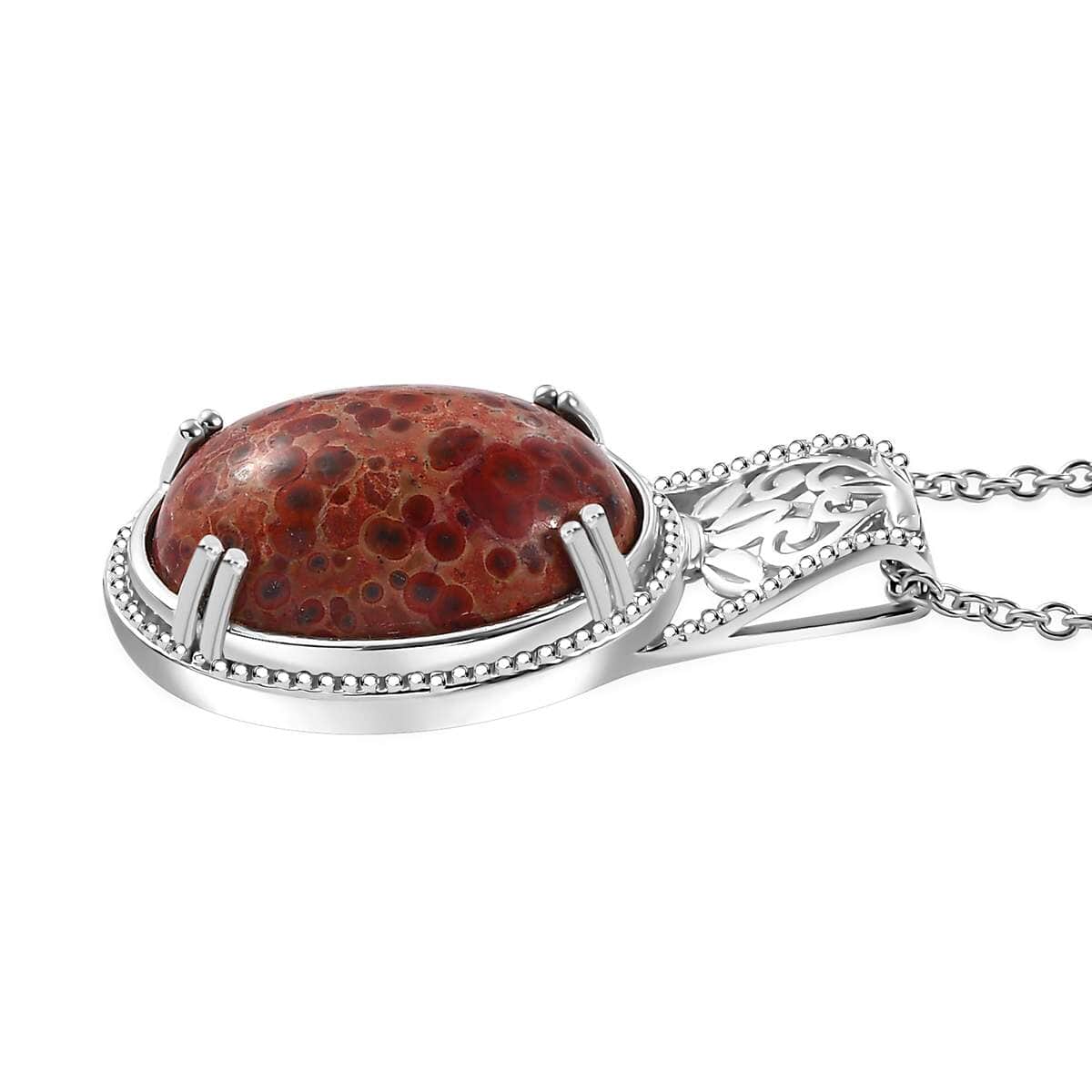 Poppy Jasper 14.00 ctw Pendant in 950 Copper with Necklace 20 Inches in Stainless Steel  image number 3