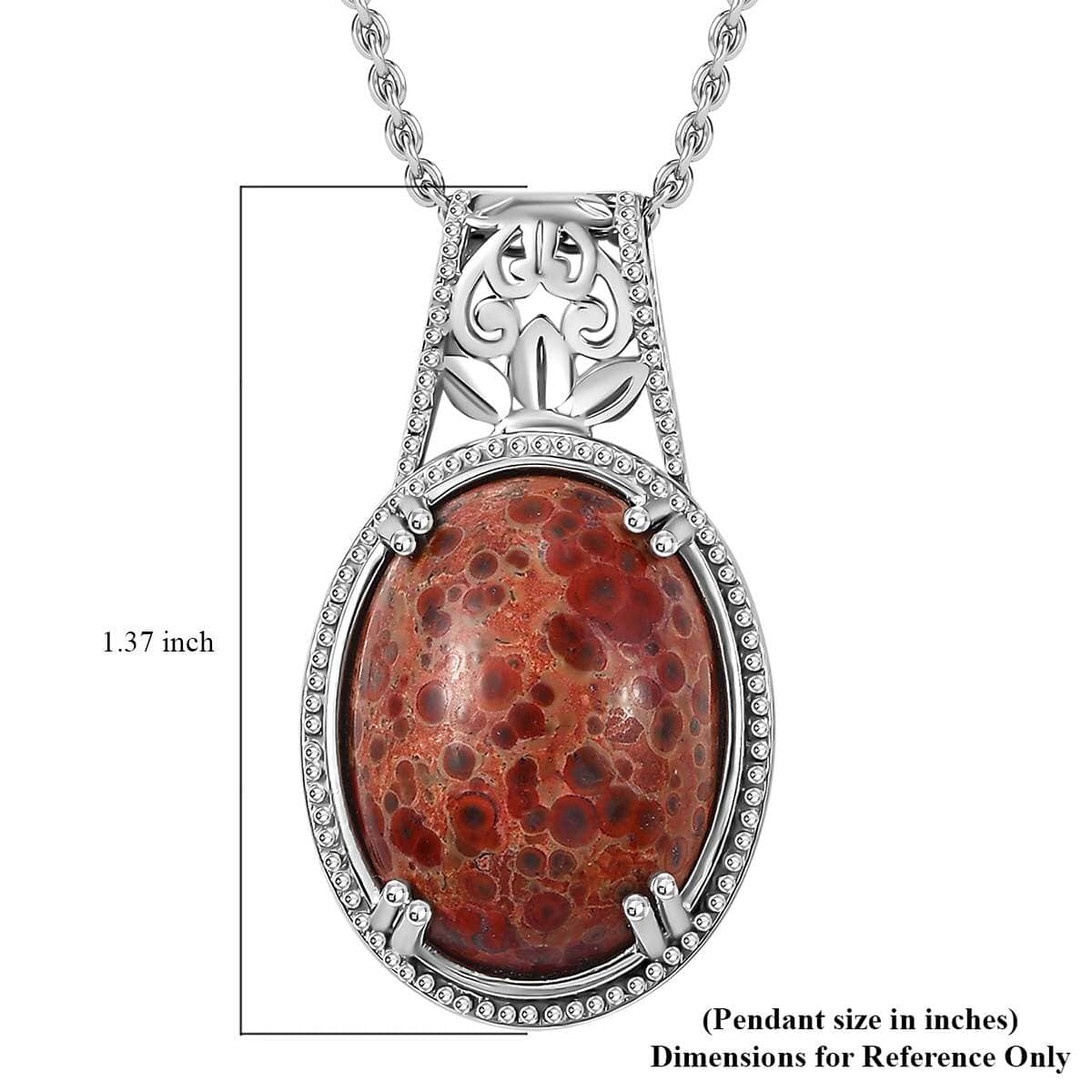 Poppy Jasper 14.00 ctw Pendant in 950 Copper with Necklace 20 Inches in Stainless Steel  image number 6