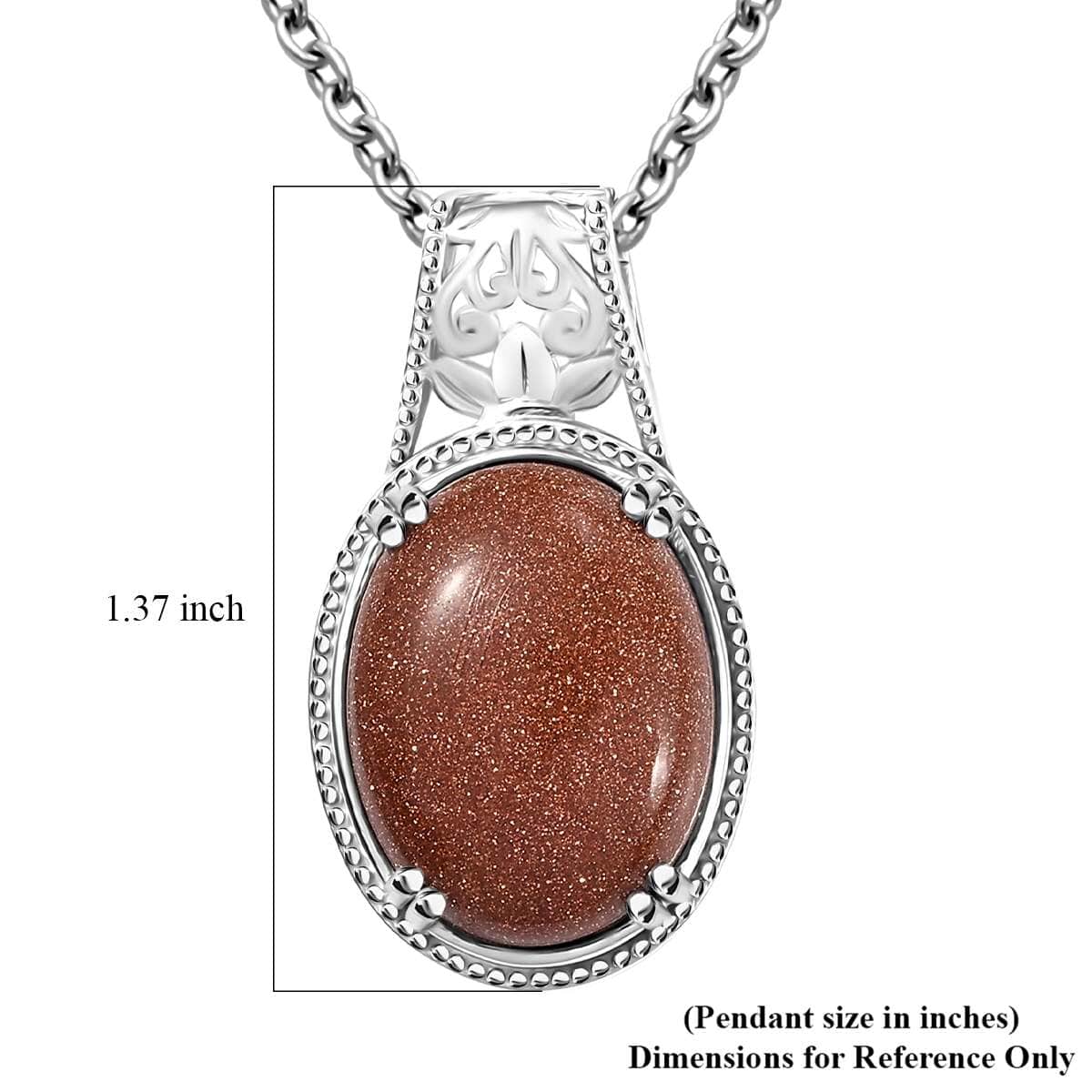 Gold Sandstone 13.75 ctw Solitaire Pendant in Platinum Over Copper with Stainless Steel Necklace 20 Inches image number 5