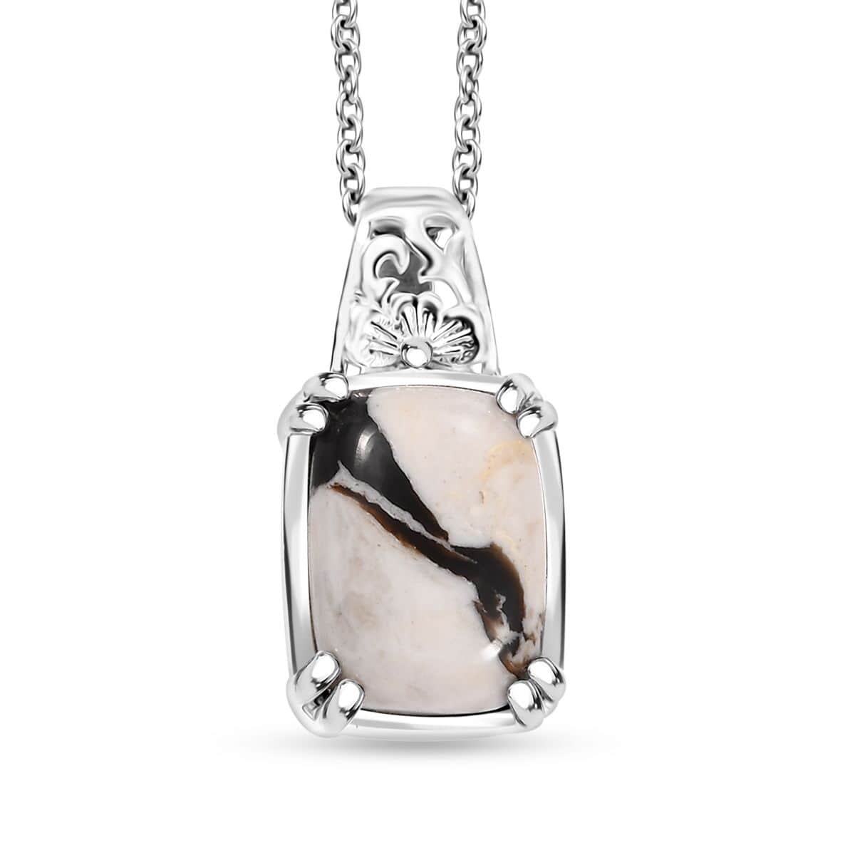 Peanut Wood Jasper 5.65 ctw Solitaire Pendant in Platinum Over Copper with Magnet with Stainless Steel Necklace 20 Inches image number 0