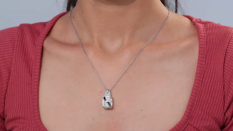 Peanut Wood Jasper 5.65 ctw Solitaire Pendant in Platinum Over Copper with Magnet with Stainless Steel Necklace 20 Inches