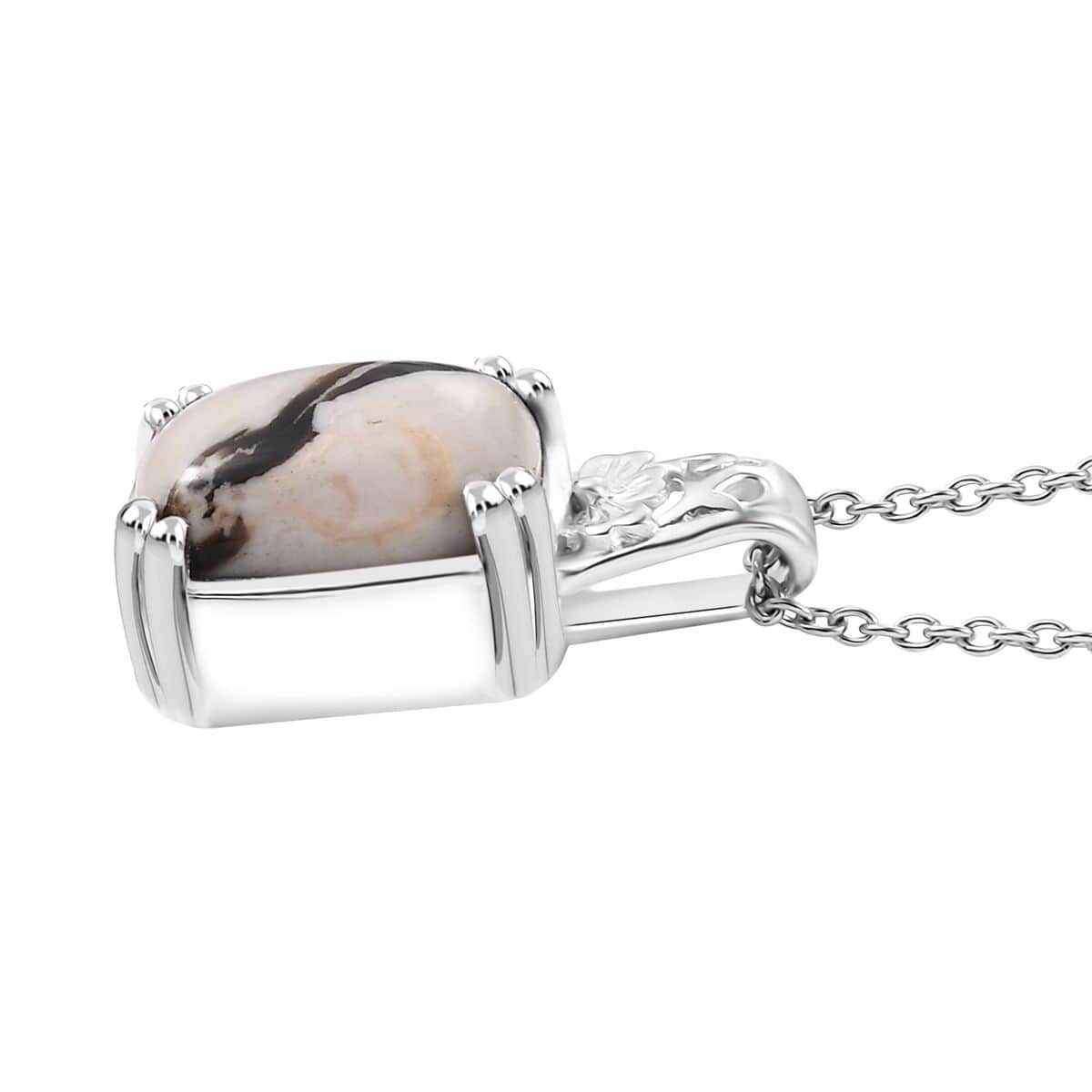 Peanut Wood Jasper 5.65 ctw Solitaire Pendant in Platinum Over Copper with Magnet with Stainless Steel Necklace 20 Inches image number 3