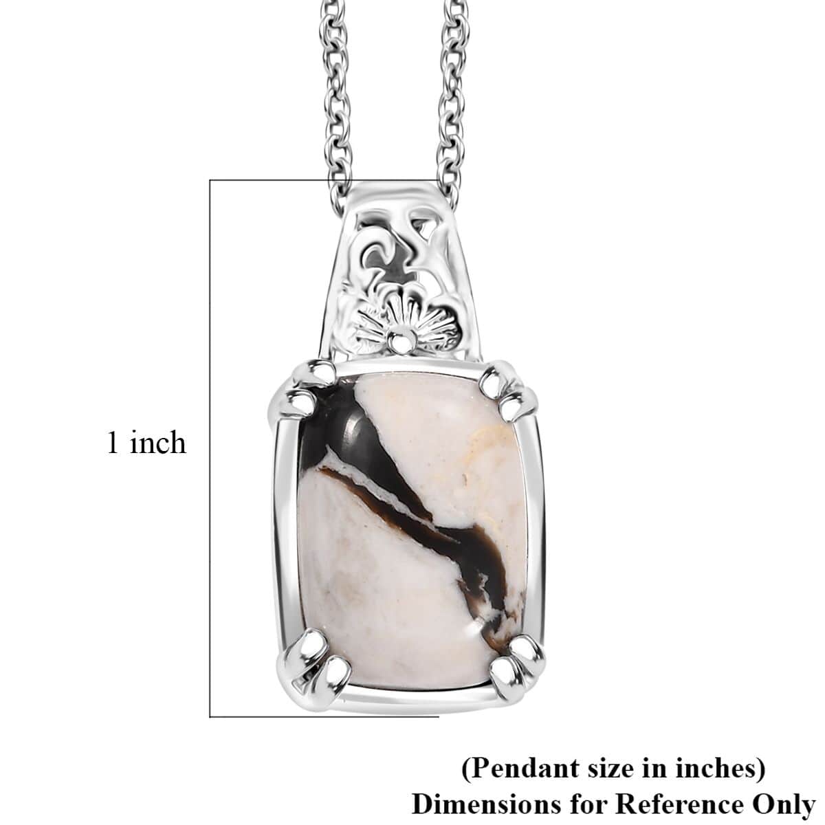 Peanut Wood Jasper 5.65 ctw Solitaire Pendant in Platinum Over Copper with Magnet with Stainless Steel Necklace 20 Inches image number 5