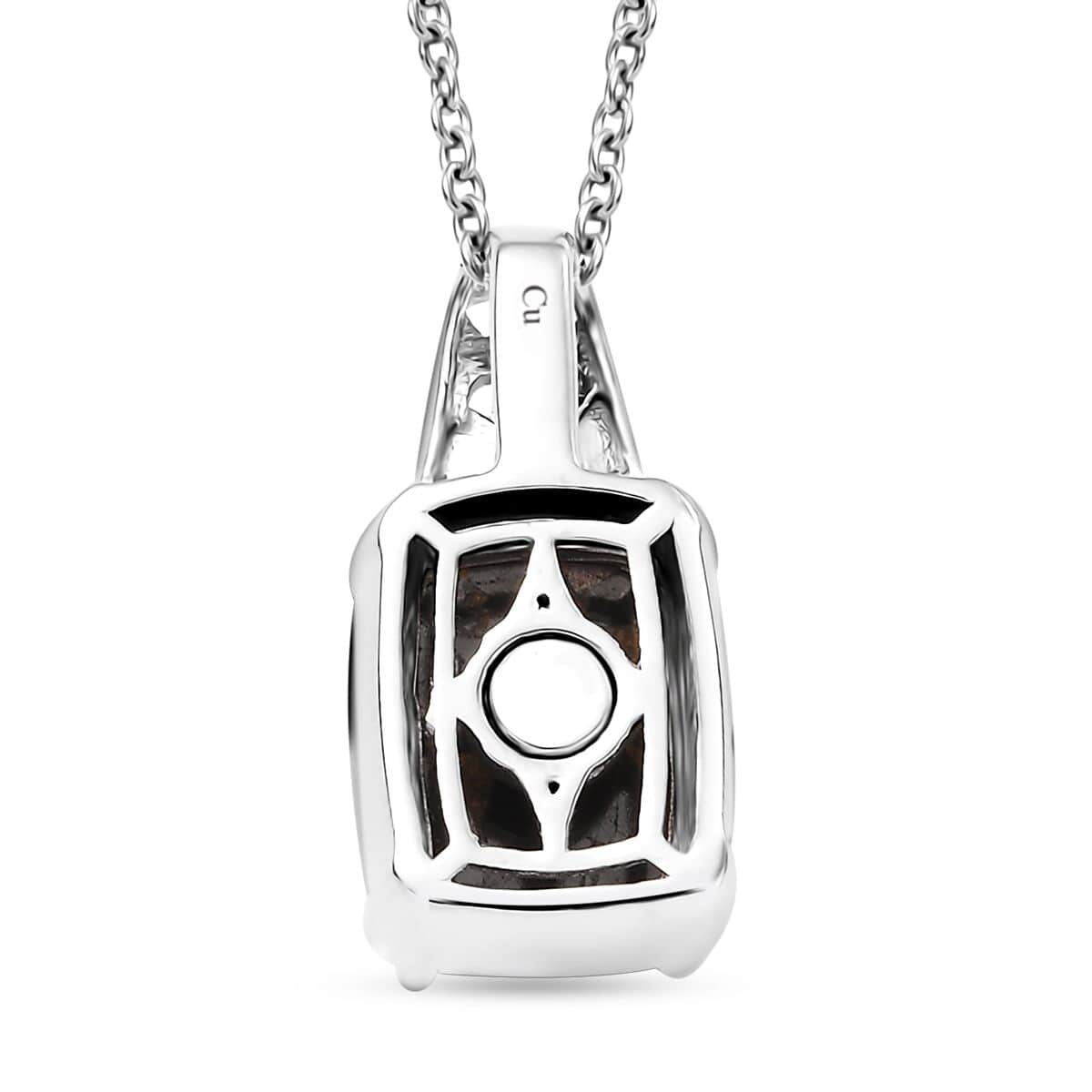 Matrix Silver Shungite 5.00 ctw Solitaire Pendant in Platinum Over Copper with Stainless Steel Necklace 20 Inches image number 4