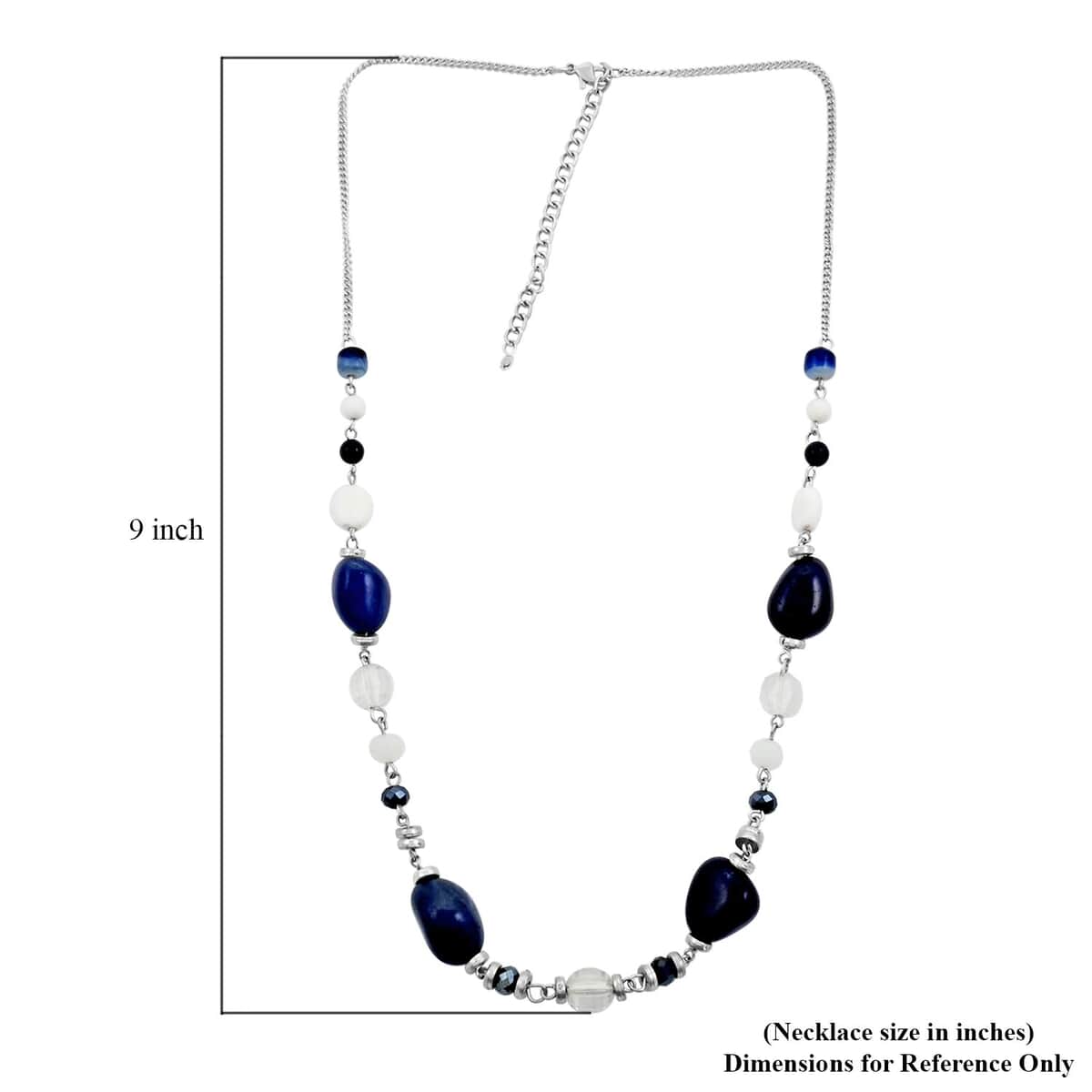 Sodalite 50.40 ctw and Austrian Crystal Canon Sky Blue Necklace and Earrings in Silvertone 24 Inches image number 5