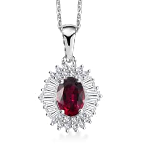 Premium Ouro Fino Rubellite and White Zircon 1.50 ctw Cosmic Bloom Pendant Necklace in Rhodium Over Sterling Silver 20 Inches