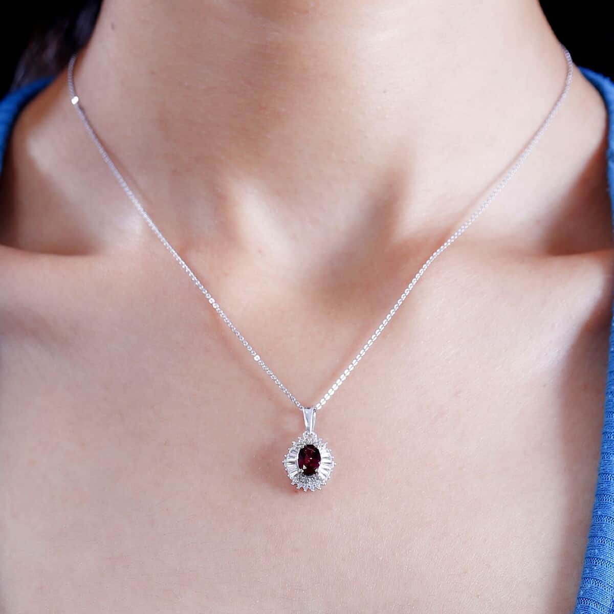 Premium Ouro Fino Rubellite and White Zircon 1.50 ctw Cosmic Bloom Pendant Necklace in Rhodium Over Sterling Silver 20 Inches image number 2