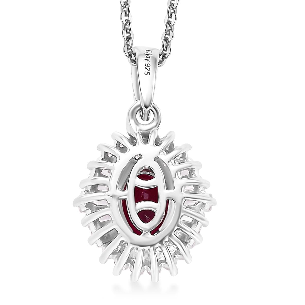 Premium Ouro Fino Rubellite and White Zircon 1.50 ctw Cosmic Bloom Pendant Necklace in Rhodium Over Sterling Silver 20 Inches