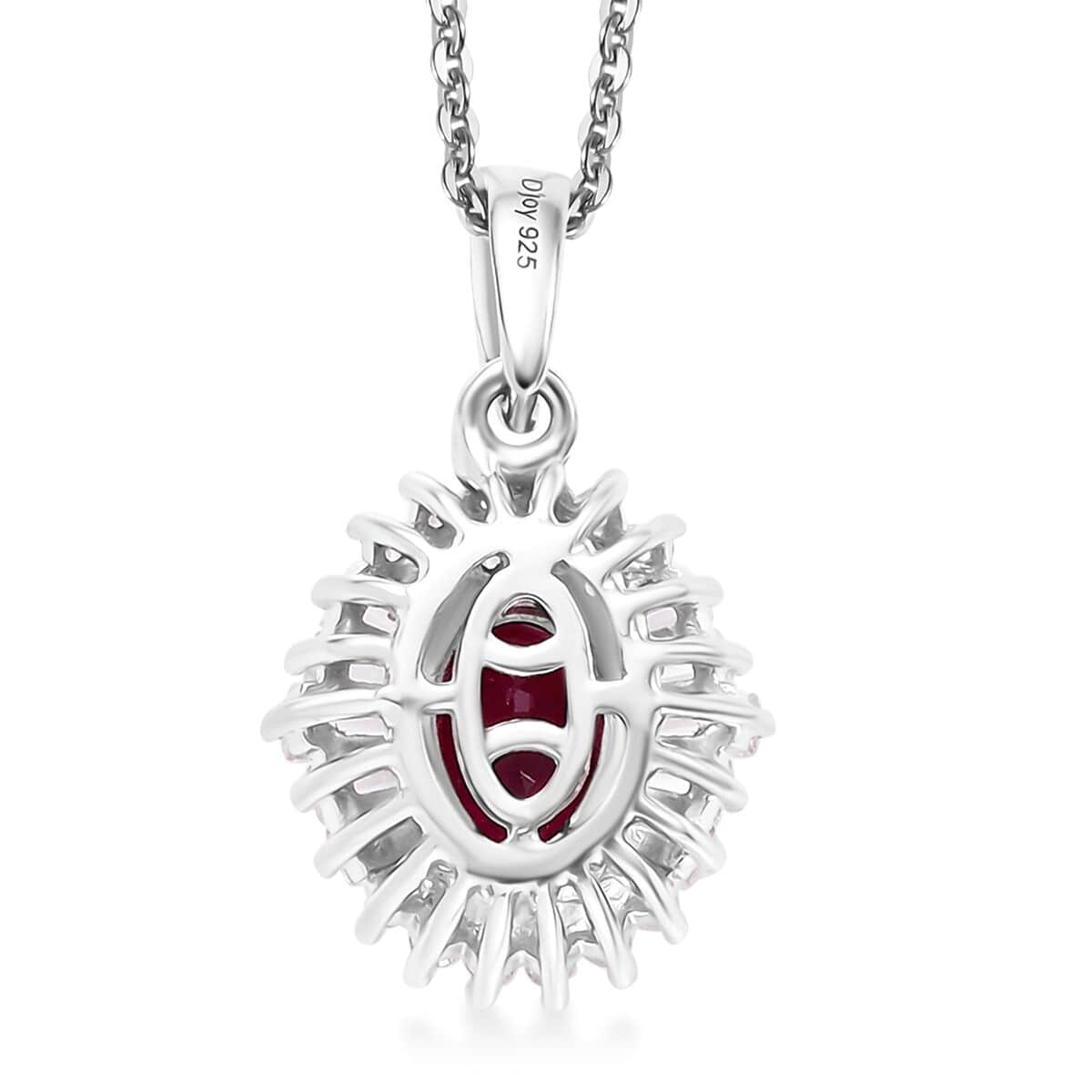 Premium Ouro Fino Rubellite and White Zircon 1.50 ctw Cosmic Bloom Pendant Necklace in Rhodium Over Sterling Silver 20 Inches image number 4