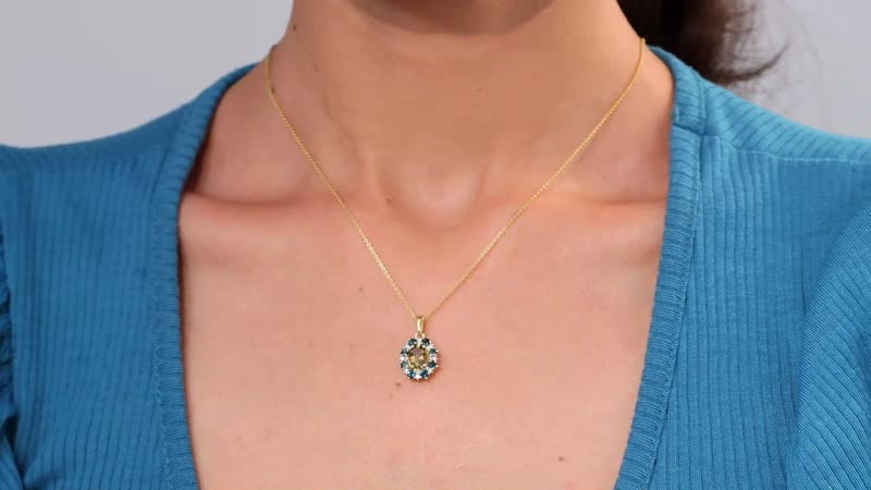 Premium Golden Tanzanite and Multi Gemstone 2.10 ctw Sunflower Pendant Necklace in 18K Vermeil Yellow Gold Over Sterling Silver 20 Inches