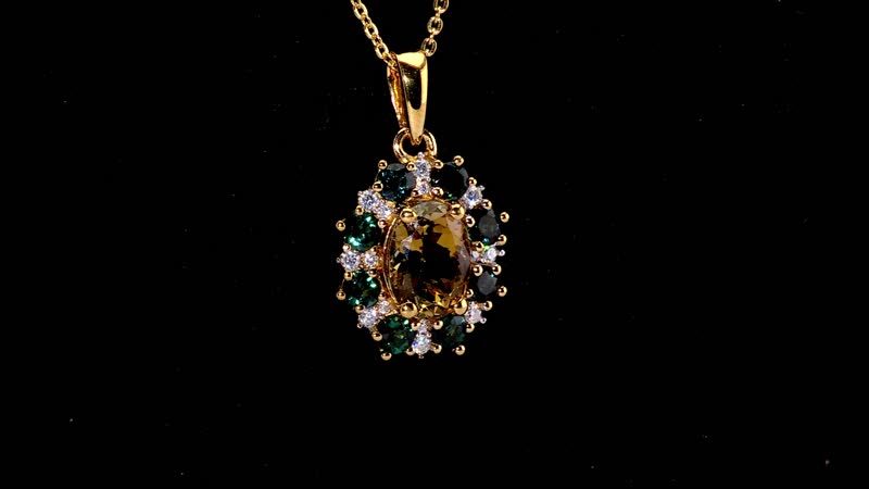 Premium Golden Tanzanite and Multi Gemstone 2.10 ctw Sunflower Pendant Necklace in 18K Vermeil Yellow Gold Over Sterling Silver 20 Inches