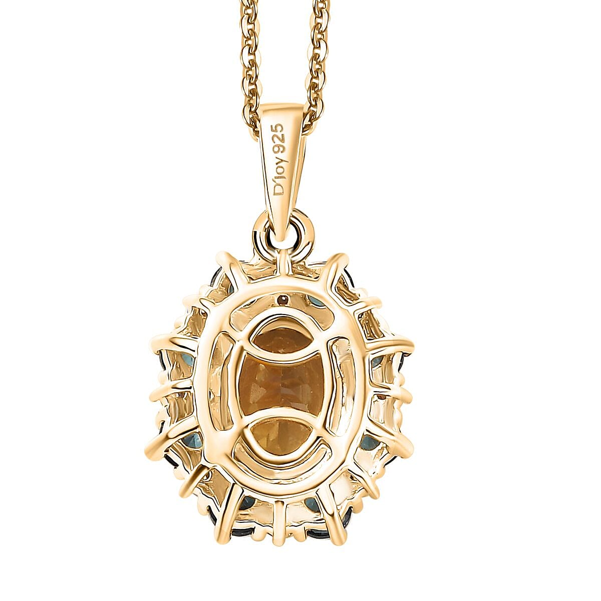 Premium Golden Tanzanite and Multi Gemstone 2.10 ctw Sunflower Pendant Necklace in 18K Vermeil Yellow Gold Over Sterling Silver 20 Inches