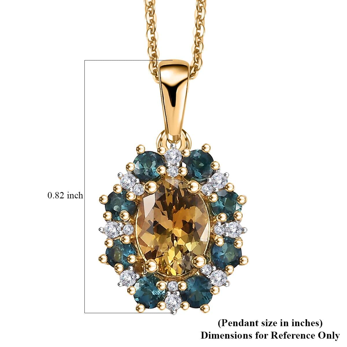 Premium Golden Tanzanite and Multi Gemstone 2.10 ctw Sunflower Pendant Necklace in 18K Vermeil Yellow Gold Over Sterling Silver 20 Inches image number 6