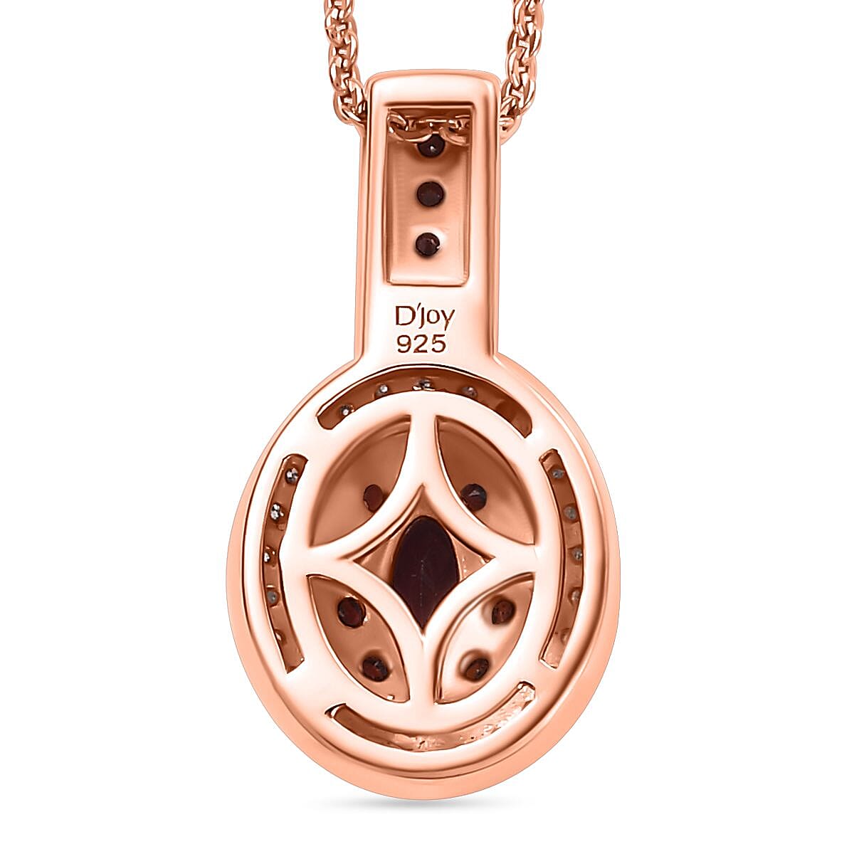 Premium Anthill Garnet and Moissanite 0.75 ctw Double Halo Pendant Necklace in 18K Vermeil Rose Gold Over Sterling Silver 20 Inches
