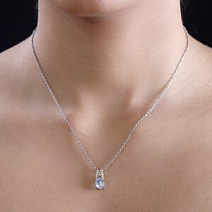 Mangoro Aquamarine 1.10 ctw Solitaire Pendant Necklace in 18K Vermeil YG and Rhodium Over Sterling Silver 20 Inches