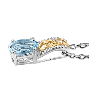 Mangoro Aquamarine 1.10 ctw Solitaire Pendant Necklace in 18K Vermeil YG and Rhodium Over Sterling Silver 20 Inches