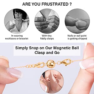 Set of 6 Rhodium, 14K YG and RG Over Sterling Silver 9mm Round Magnetic Lock with Lobster Clasp (14.82 g) (Del. In 10-12 Days)