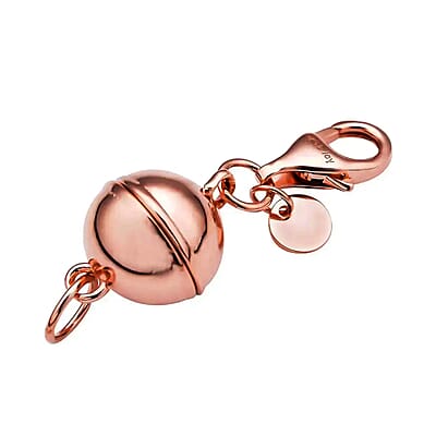 Set of 6 Rhodium, 14K YG and RG Over Sterling Silver 9mm Round Magnetic Lock with Lobster Clasp (14.82 g)