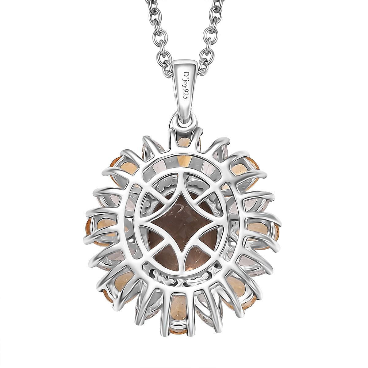 Brazilian Smoky Quartz and Multi Gemstone 5.50 ctw Sunlit Blossom Pendant in Rhodium Over Sterling Silver with Stainless Steel Necklace 20 Inches