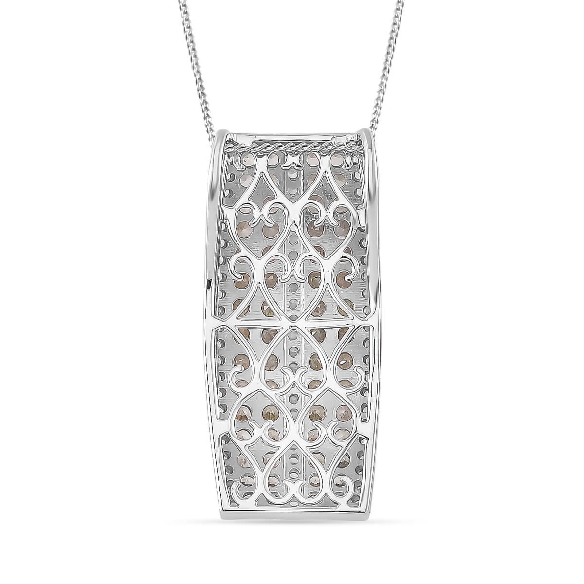 Madagascar Green Sapphire and White Zircon 2.65 ctw Pendant Necklace in Rhodium Over Sterling Silver 18 Inches image number 1