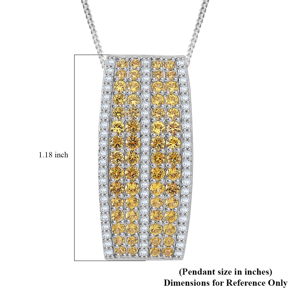 Madagascar Yellow Sapphire and White Zircon 2.00 ctw Pendant Necklace in Rhodium Over Sterling Silver 18 Inches image number 2
