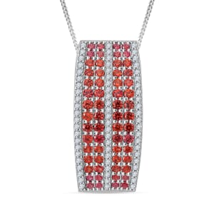 Madagascar Orange Sapphire and White Zircon 2.50 ctw Pendant Necklace in Rhodium Over Sterling Silver 18 Inches