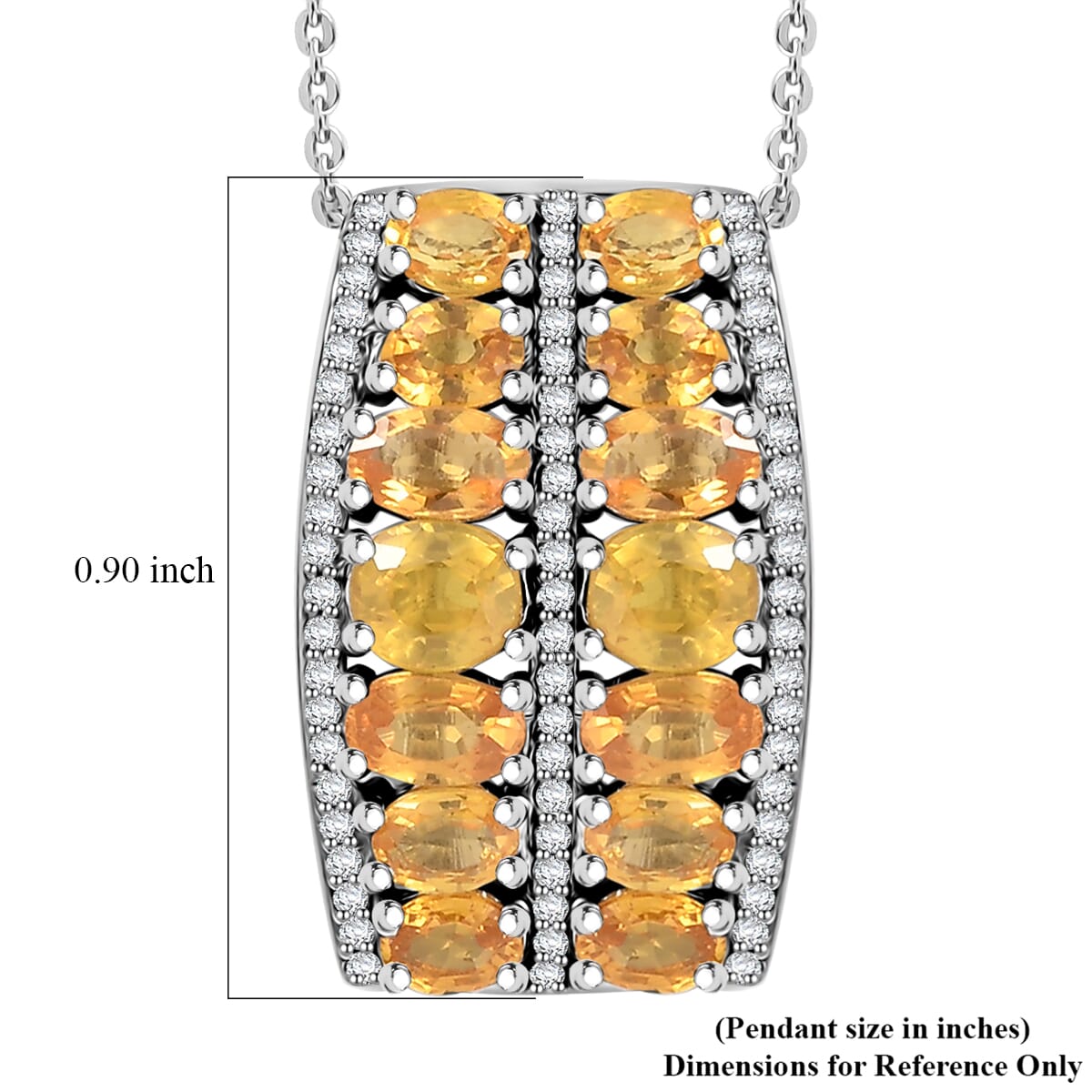 Madagascar Yellow Sapphire and White Zircon 5.00 ctw Pendant Necklace in Rhodium Over Sterling Silver 20 Inches image number 6