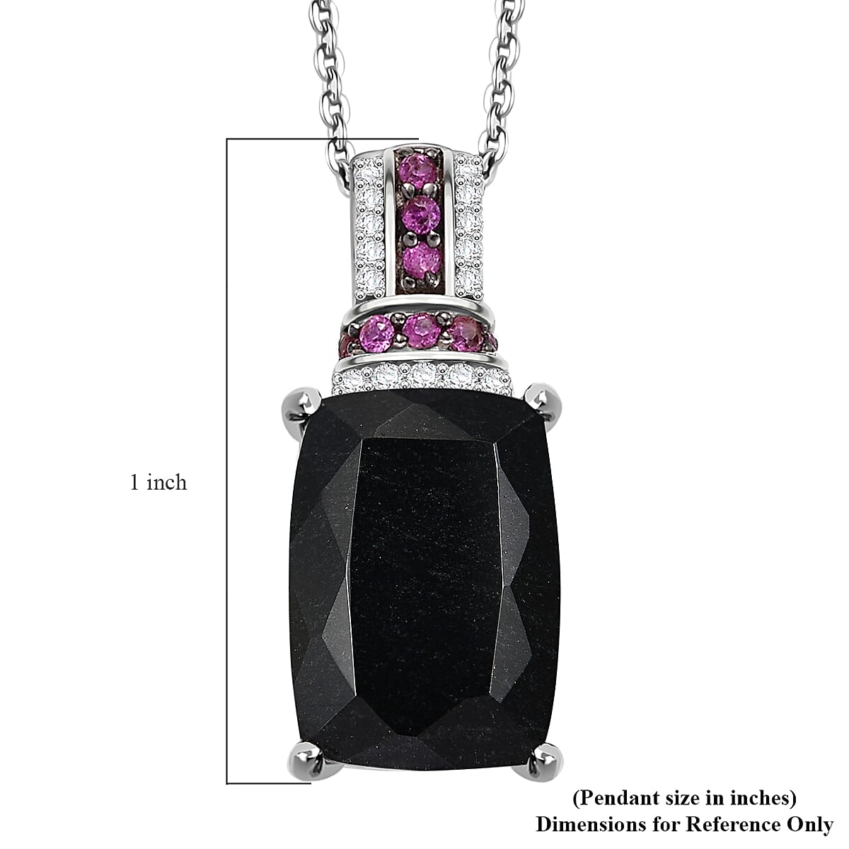 California Black Jade and Multi Gemstone 8.80 ctw Elegant Pendant Necklace in Rhodium Over Sterling Silver 20 Inches image number 6