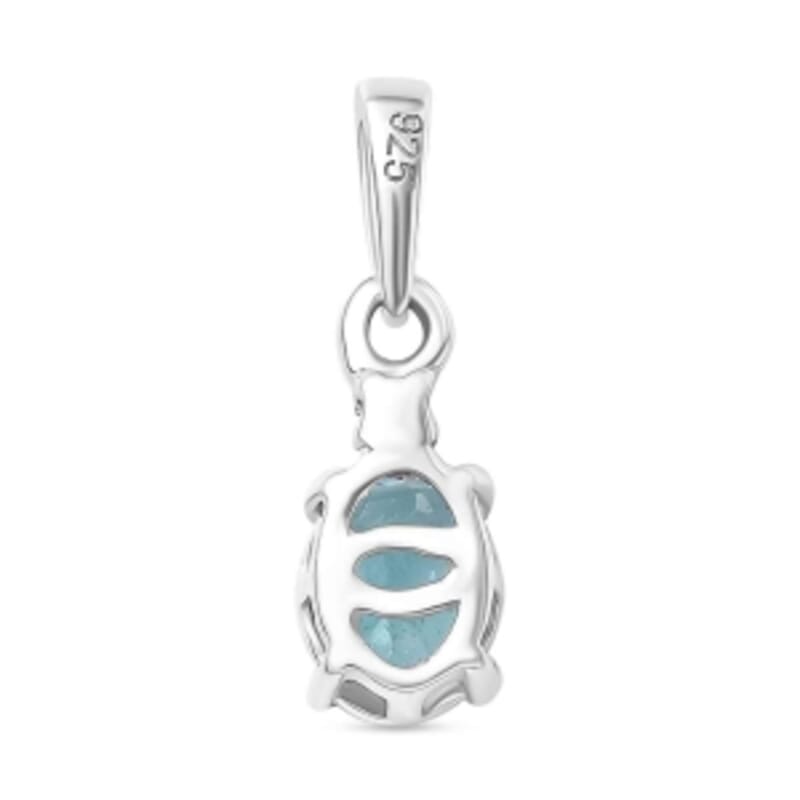 Lagoon Apatite and White Zircon 3.50 ctw Earrings, Ring (Size 8.) and Pendant in Rhodium Over Sterling Silver