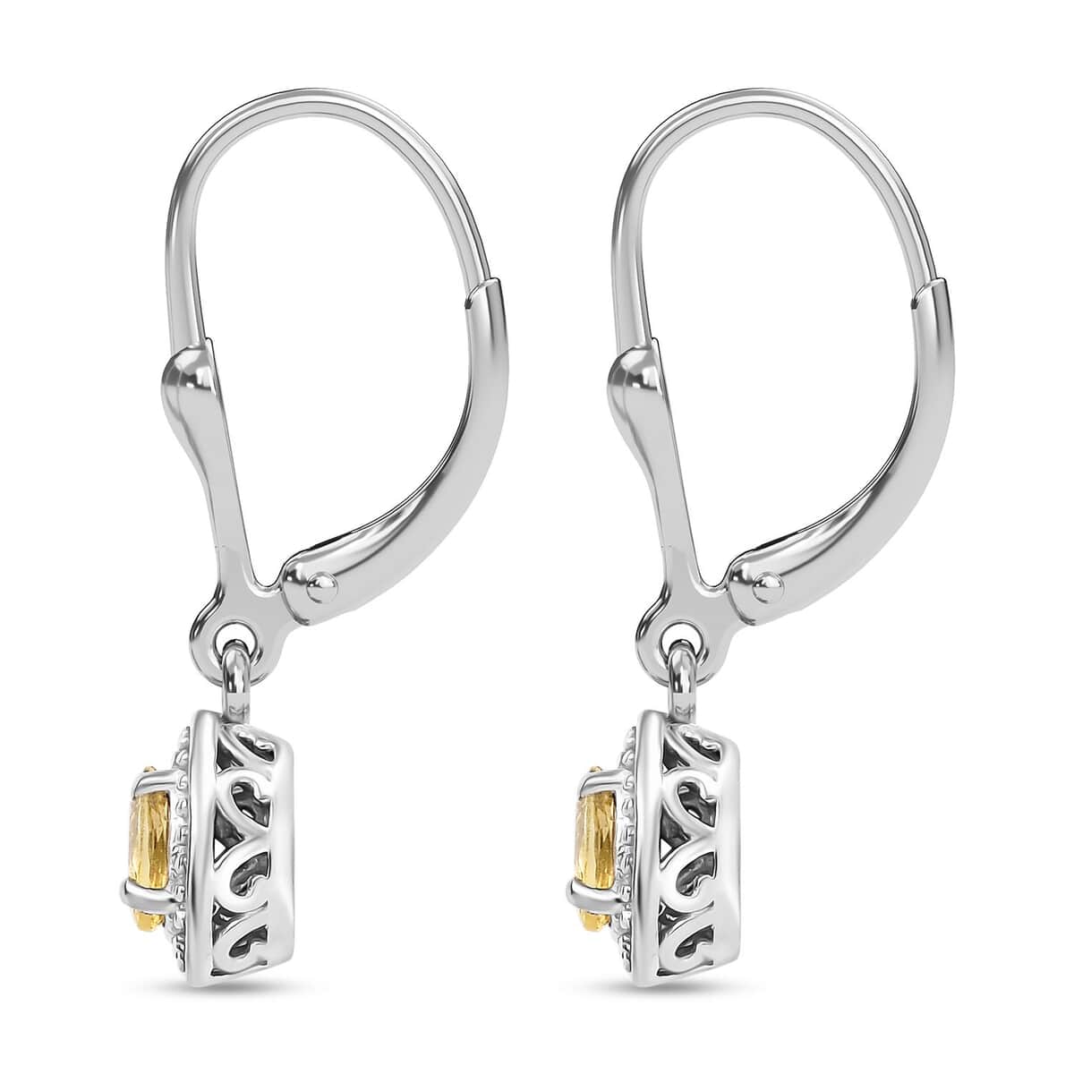 Brazilian Heliodor and Yellow Sapphire 2.00 ctw Scarlet Bloom Earrings, Ring (Size 7.0), Pendant in Rhodium Over Sterling Silver with Stainless Steel Necklace 20 Inches image number 2