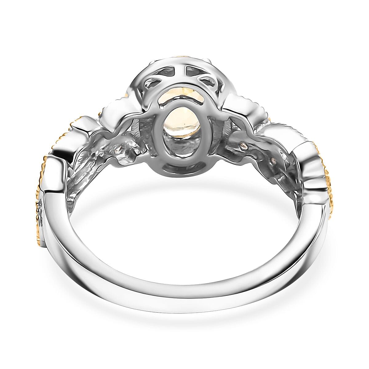 Brazilian Heliodor and Yellow Sapphire 2.00 ctw Scarlet Bloom Earrings, Ring (Size 7.0), Pendant in Rhodium Over Sterling Silver with Stainless Steel Necklace 20 Inches
