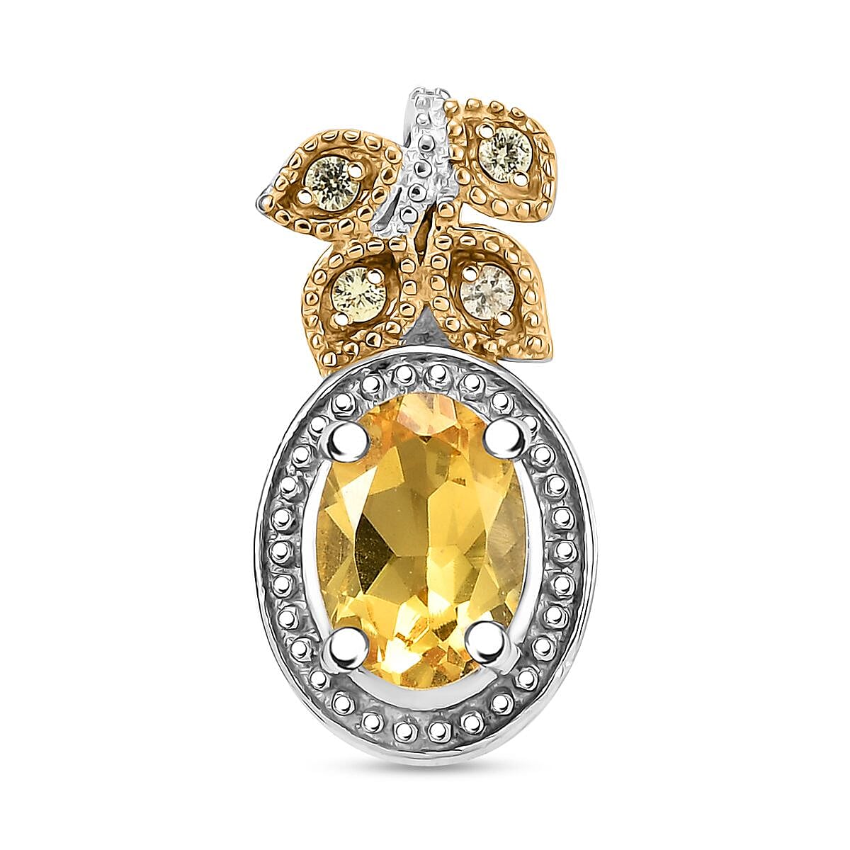 Brazilian Heliodor and Yellow Sapphire 2.00 ctw Scarlet Bloom Earrings, Ring (Size 7.0), Pendant in Rhodium Over Sterling Silver with Stainless Steel Necklace 20 Inches