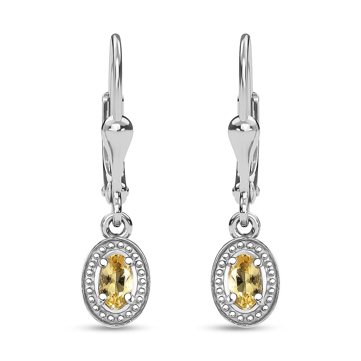 Brazilian Heliodor and Yellow Sapphire 2.00 ctw Scarlet Bloom Earrings, Ring (Size 7.0), Pendant in Rhodium Over Sterling Silver with Stainless Steel Necklace 20 Inches